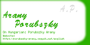 arany porubszky business card